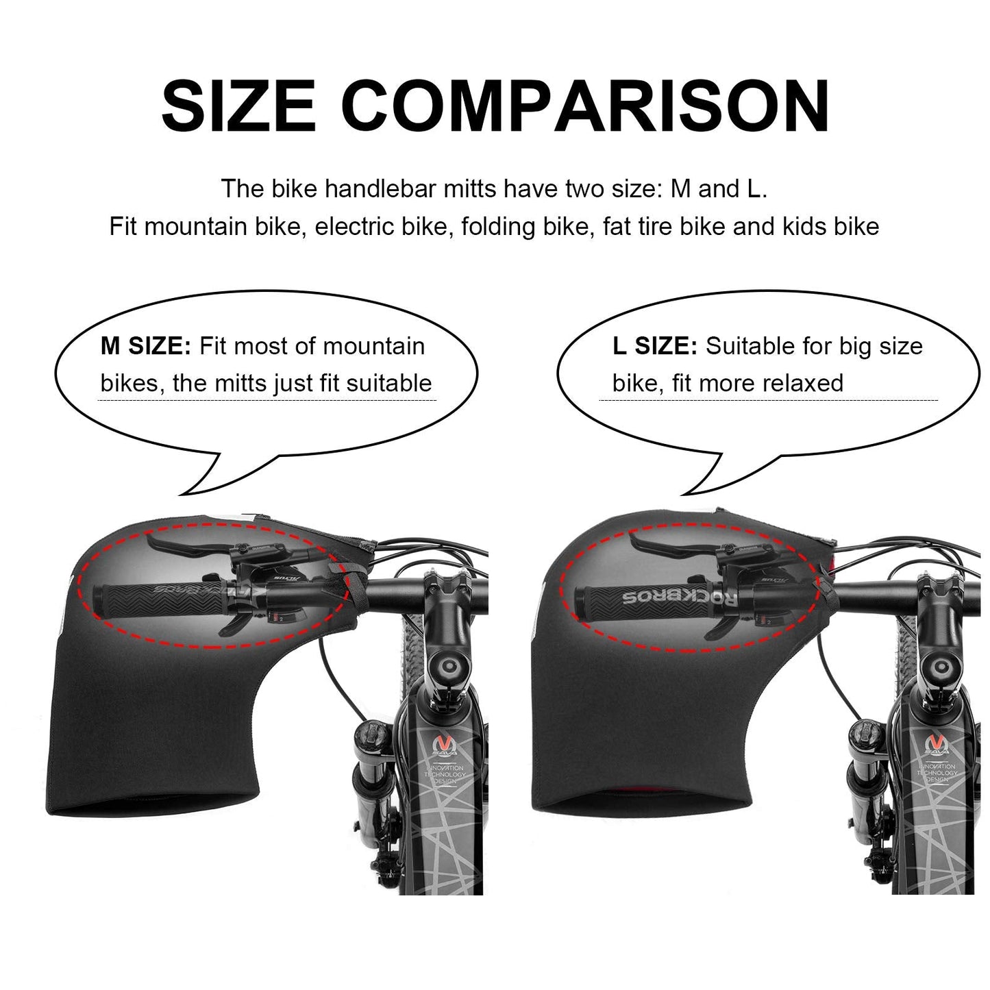 ROCKBROS Handlebar Mittens - Cold Weather Windproof MTB Bar Covers