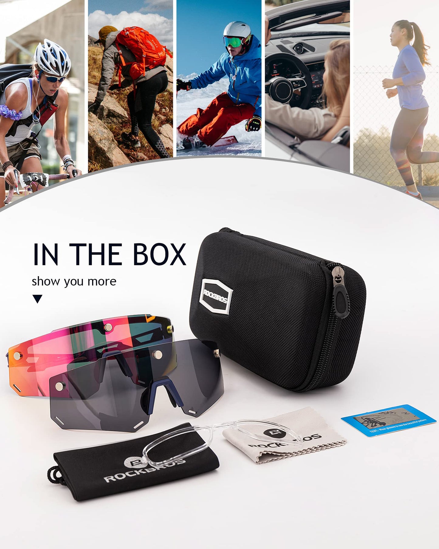 ROCKBROS Cycling Glasses for Men Women Polarized Sunglasses Two Lens for Replace