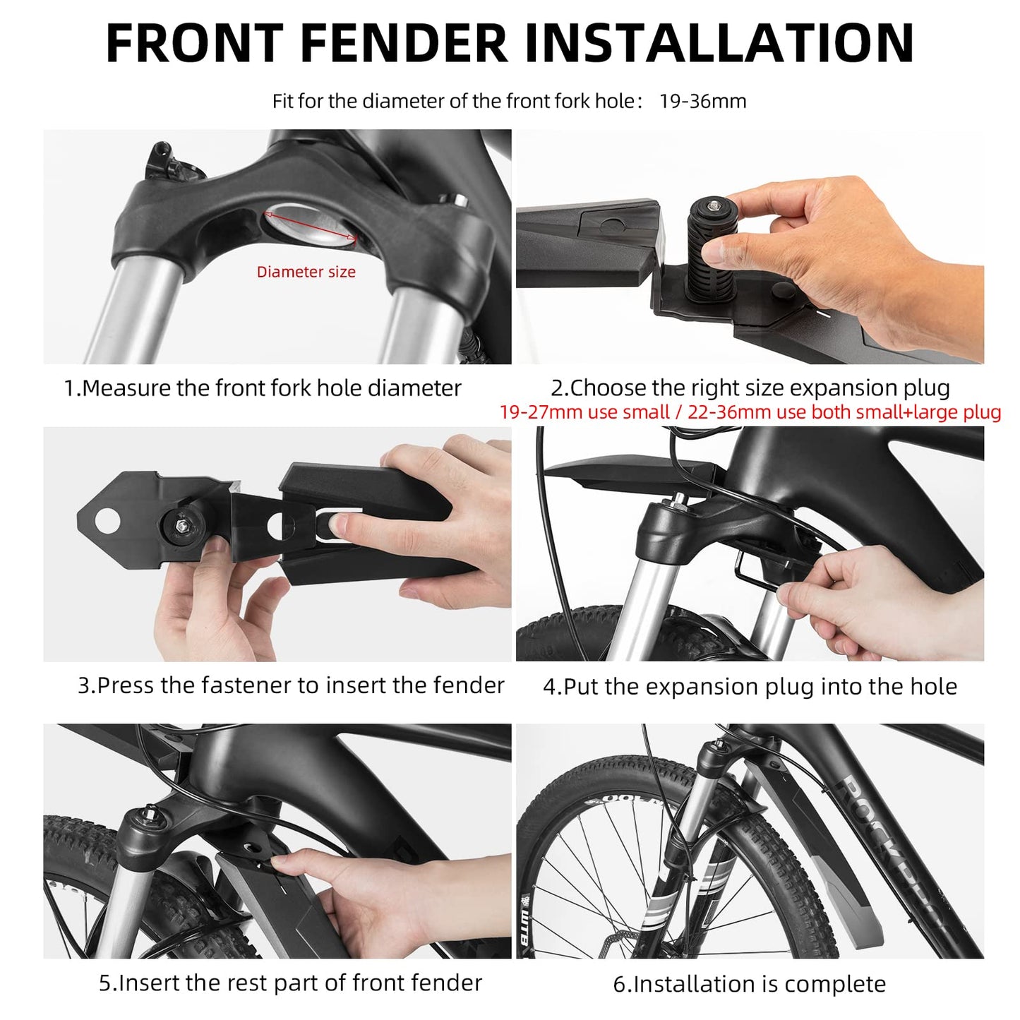 ROCKBROS Bike Adjustable MTB Mudguard Front/Rear Cycling Fender Bike Guards
