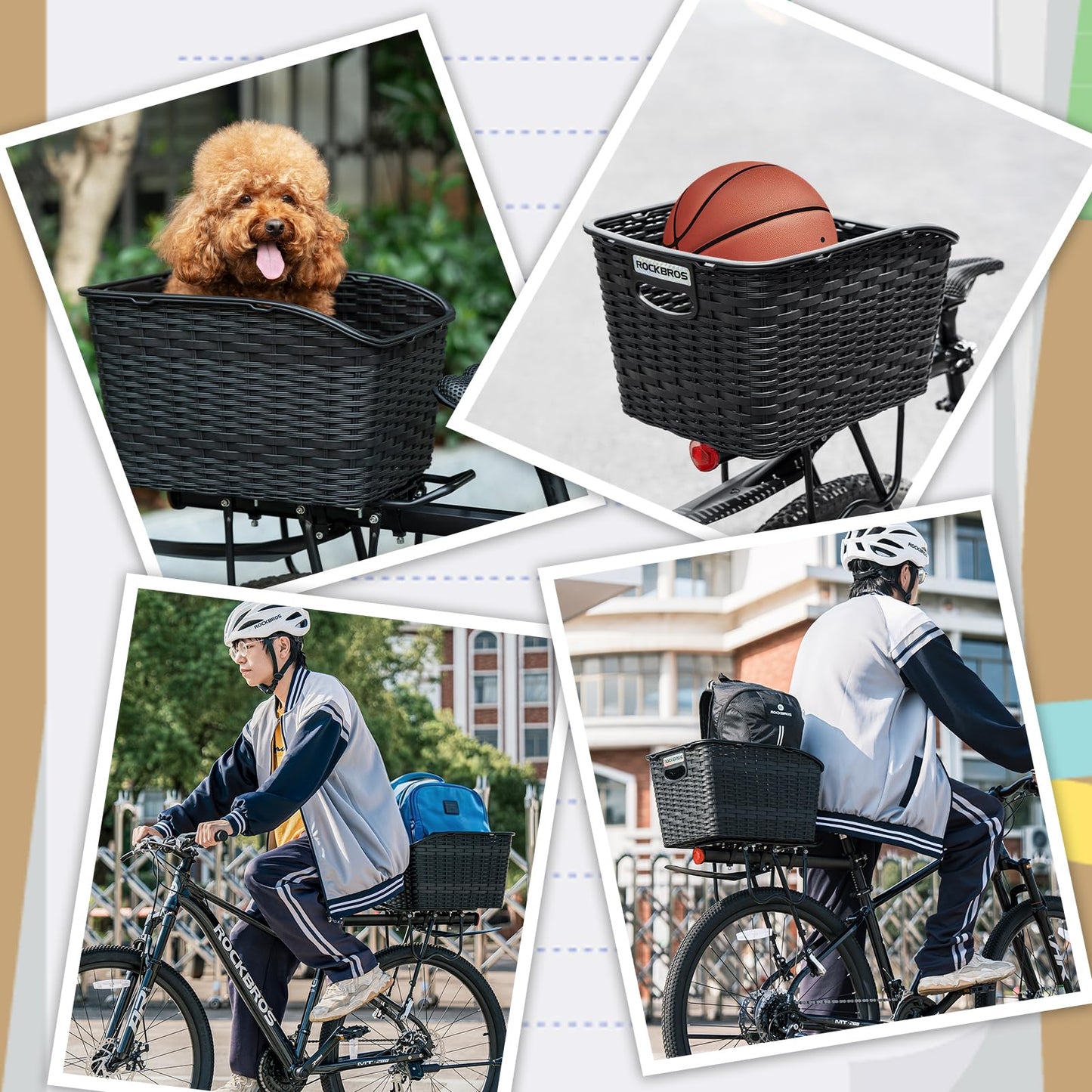 ROCKBROS Bike Basket Rear Durable 30L Lightweight Cargo Basket Easy to Install