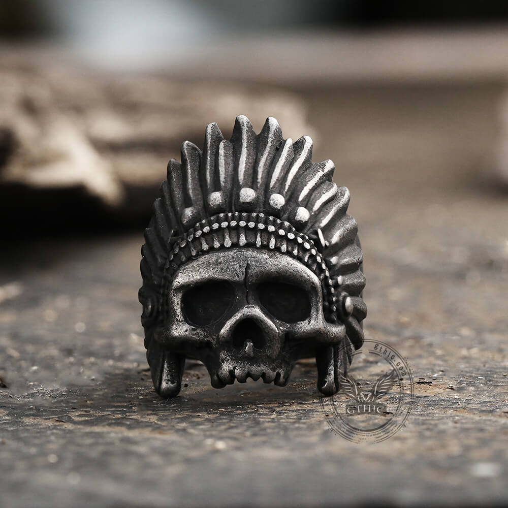 Indian Chief Stainless Steel Skull Ring