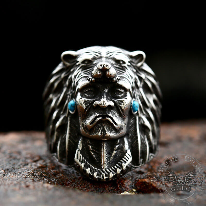 Indian Chief Stainless Steel Tribal Ring