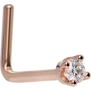 14K Rose Gold 2mm Genuine Diamond Nose Ring