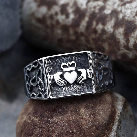 Irish Claddagh Stainless Steel Celtic Knots Ring