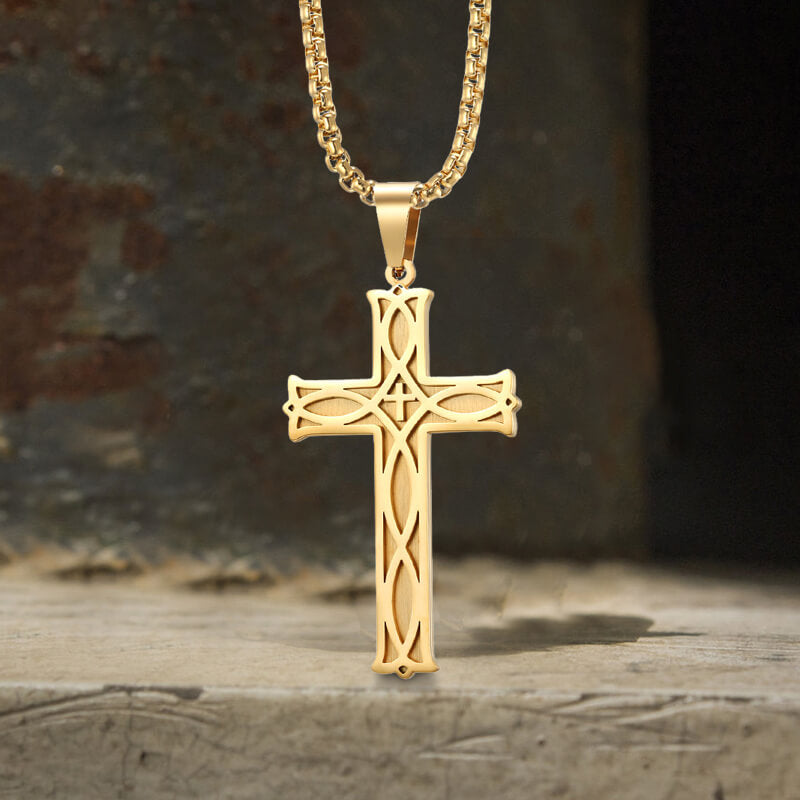 Irish Knot Stainless Steel Cross Pendant