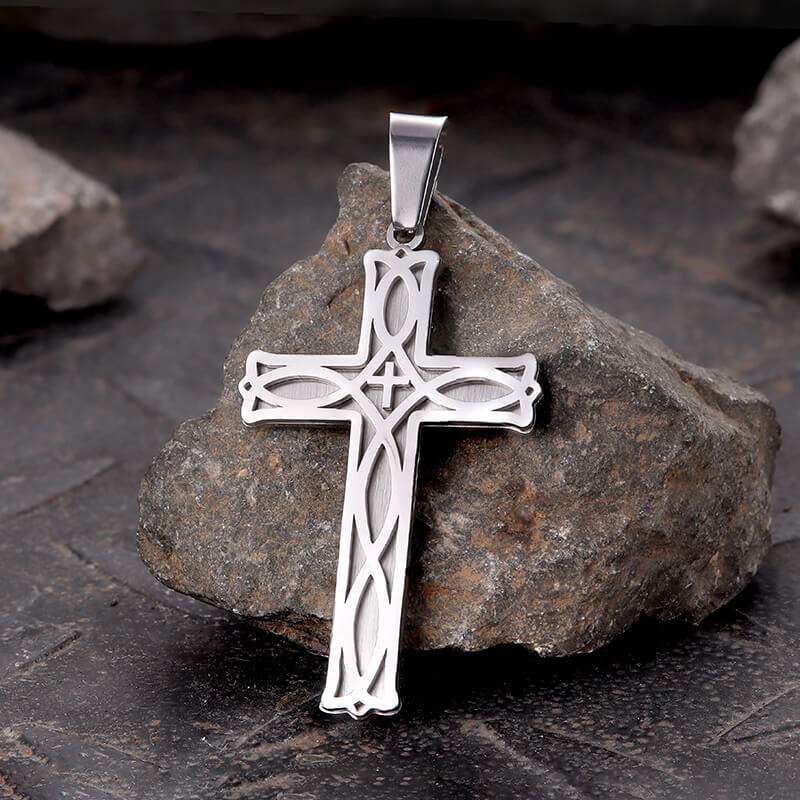 Irish Knot Stainless Steel Cross Pendant