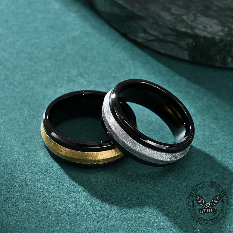 Irregular Brushed Stainless Steel Band Ring