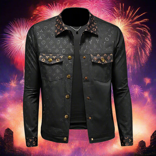 Autumn new dark flower jacket men's large size lapel casual jacket slim handsome trendy men's clothing - Premium  from Lizard Vigilante - Just $87.99! Shop now at Lizard Vigilante