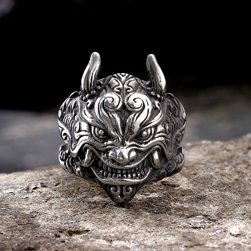 Japanese Demon Oni Stainless Steel Ring