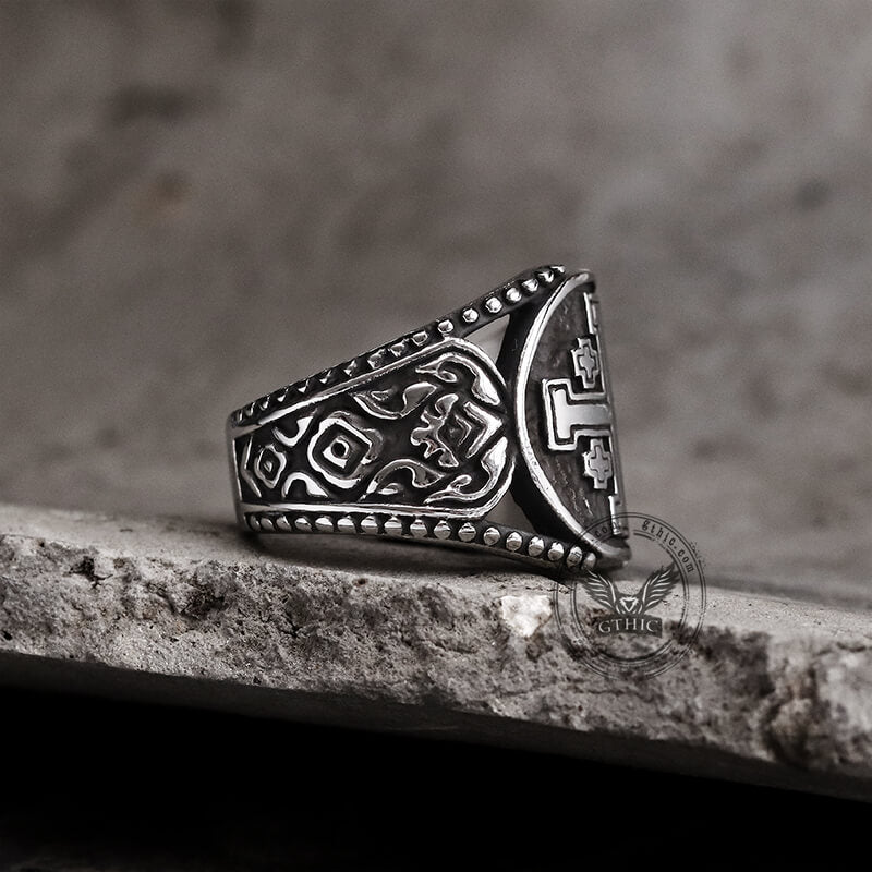 Jerusalem Cross Stainless Steel Religion Ring