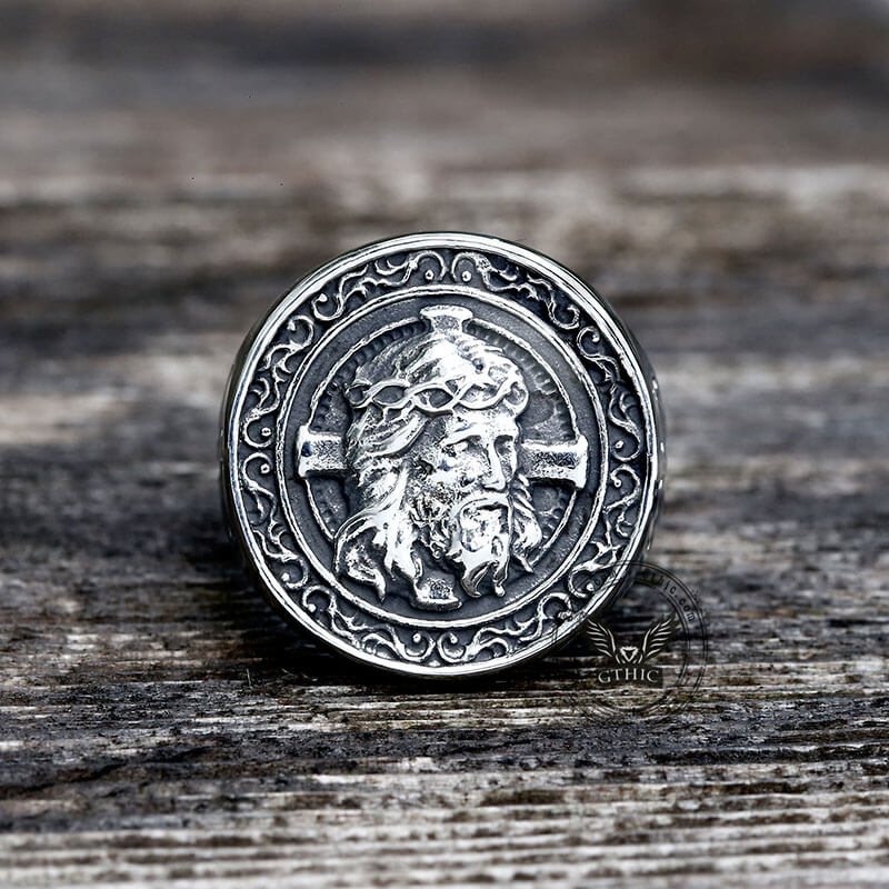 Jesus Christ Stainless Steel Cross Ring