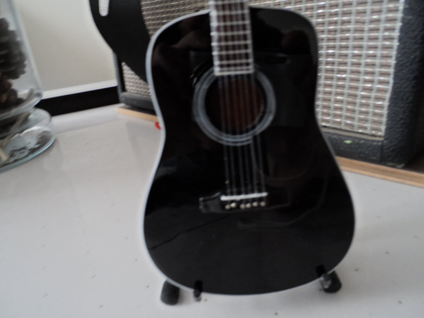 JOHNNY CASH -Martin Black Acoustic 1:4 Scale Signature Replica Guitar ~Axe Heaven~