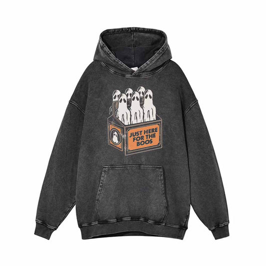 Just Here For The Boos Vintage Washed Hoodie