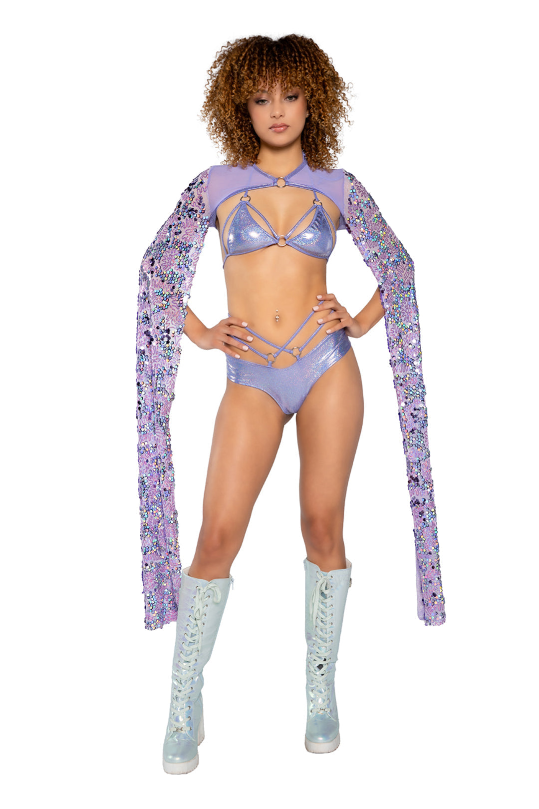 Metallic Strap Triangle Top & Short