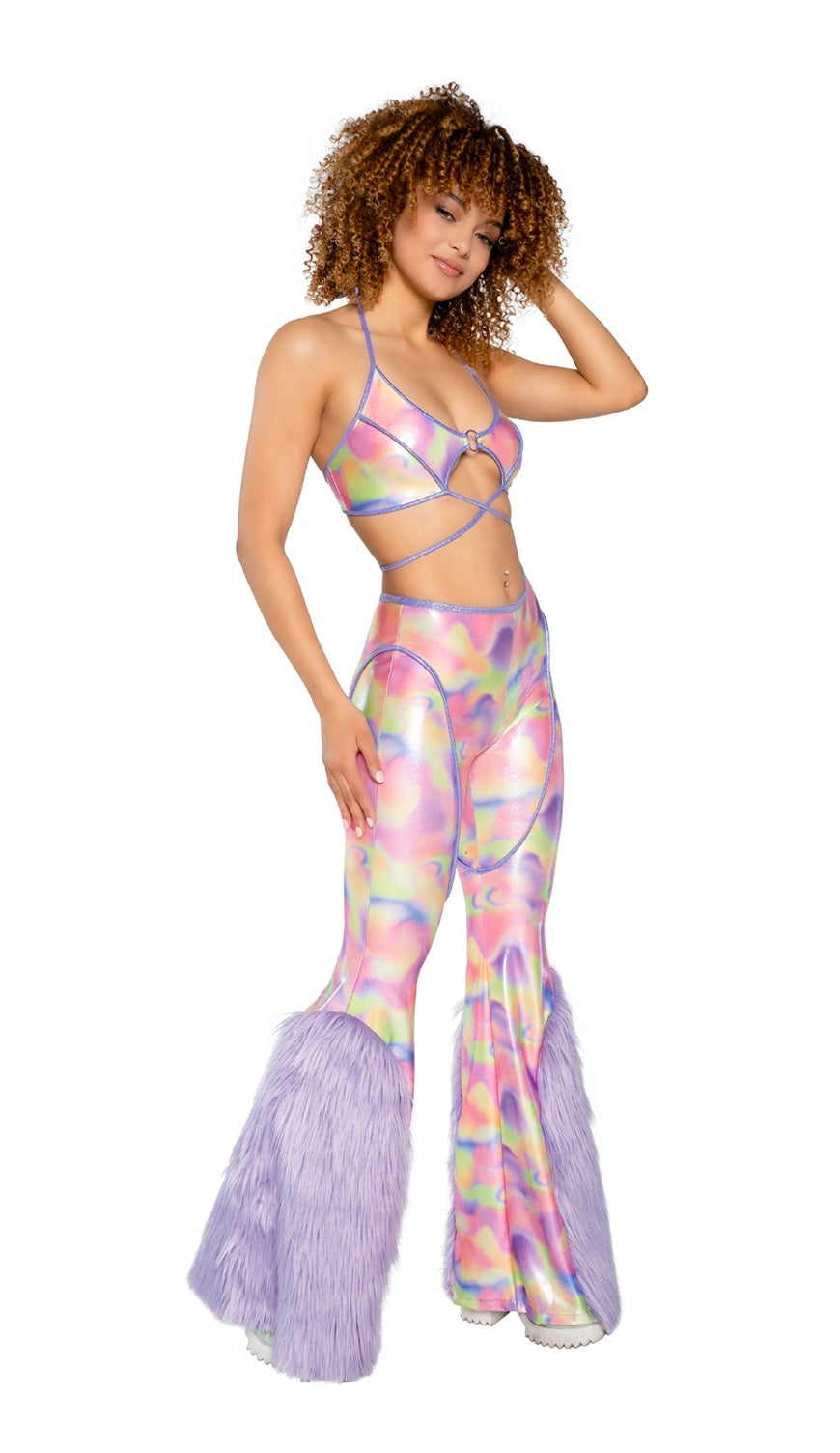 Faux Fur Bell-Bottom Pant