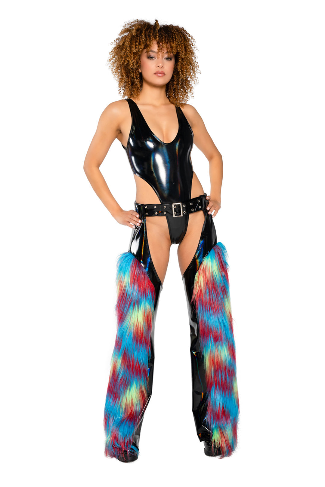 Holo PVC/Faux Fur Chaps