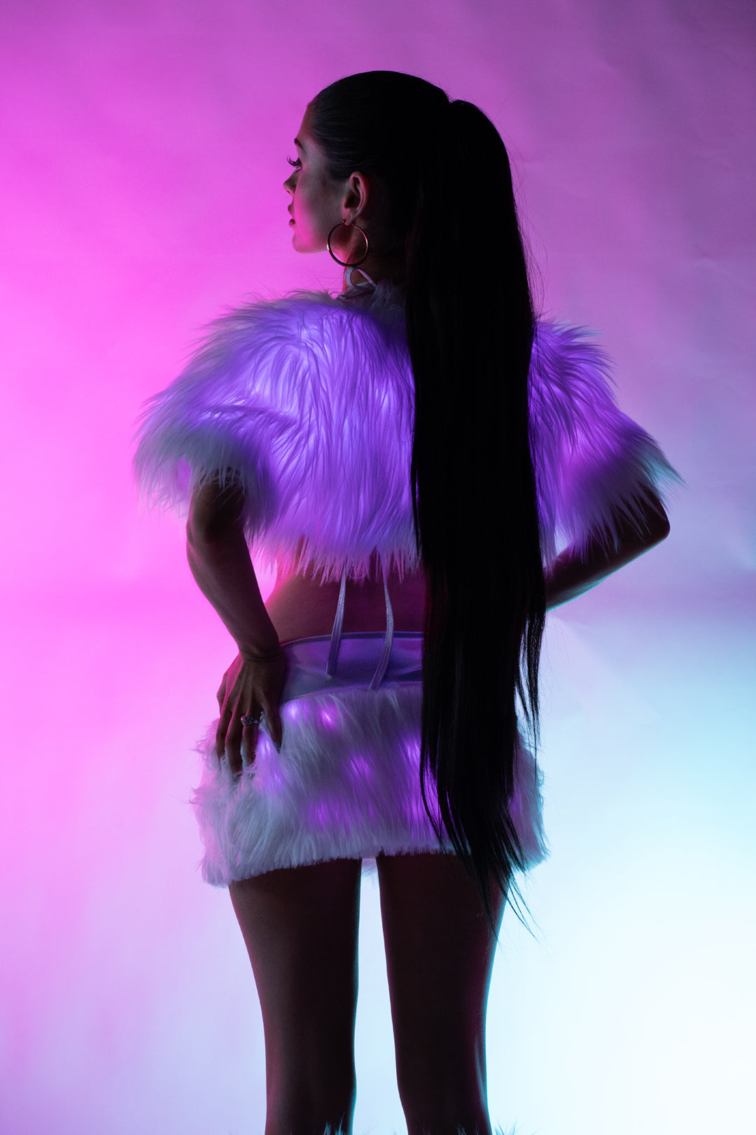 Light-Up Faux Fur Shrug
