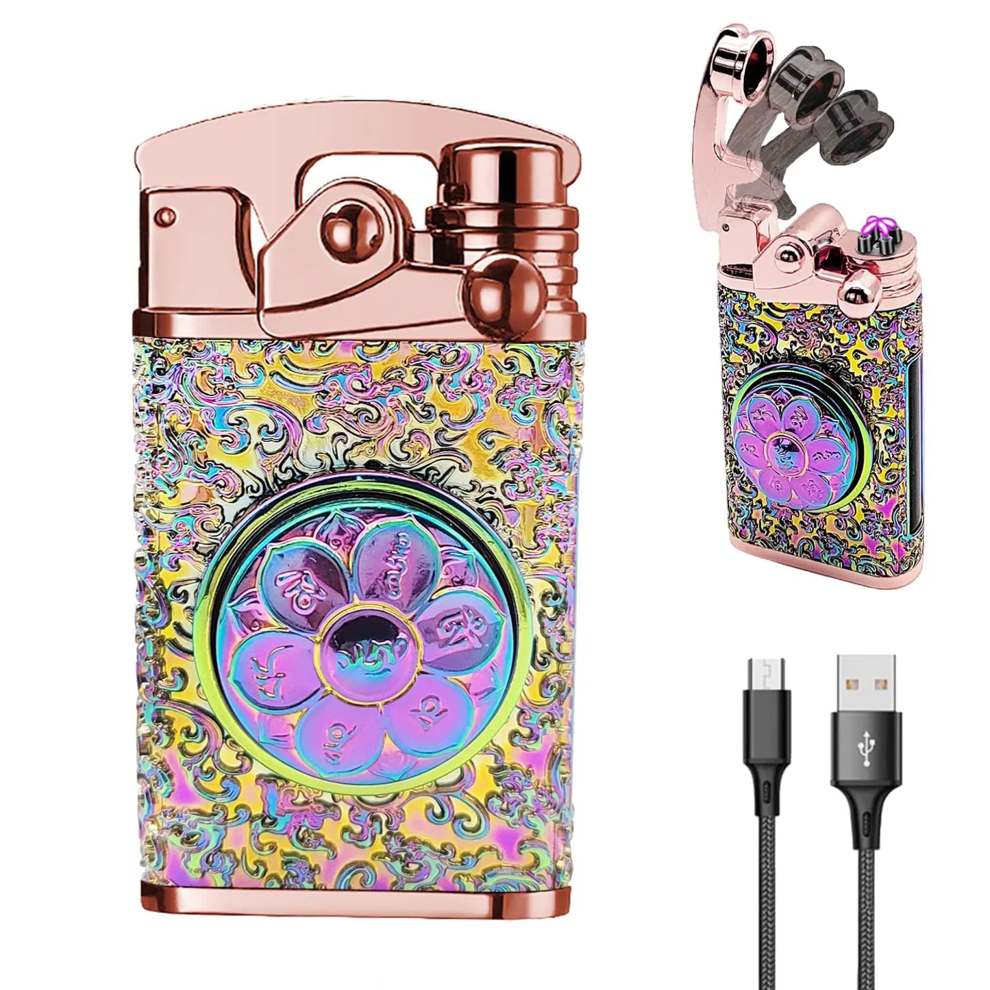 YOZWOO Electric Lighter Dual Arc Lighter USB Rechargeable Lighter Windproof Flameless Lighter Candle Lighters Cool Lighter Revolve with Box for Friends Family Lovers (Magic)