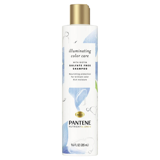 Pantene Sulfate Free Shampoo with Biotin Safe for Color Treated Hair Nutrient Blends Illuminating Color Care 9.6 fl oz Pack of 4