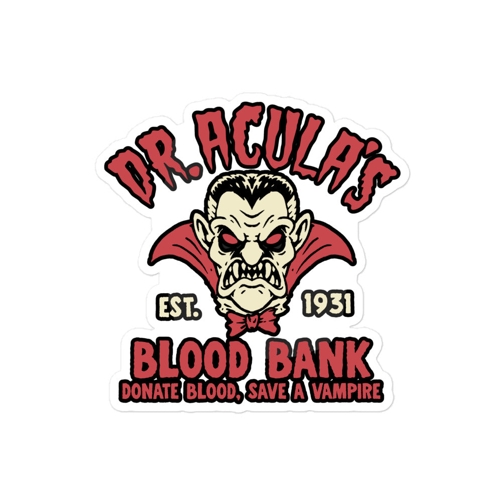 Dr. Acula's Blood Bank Sticker