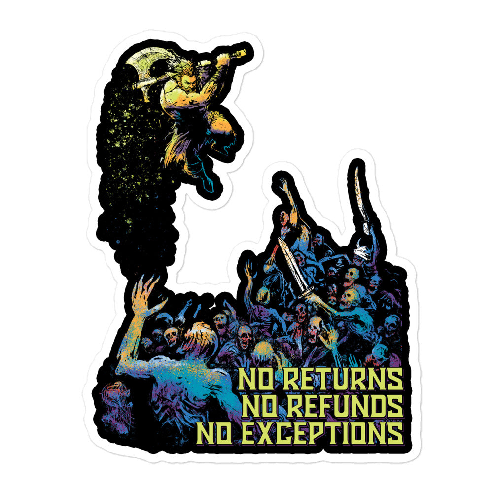 No Returns, No Refunds - Barbarian Sticker