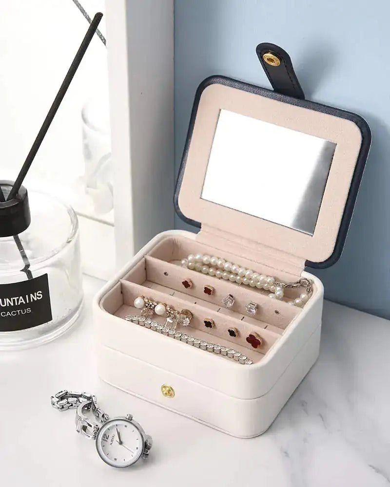 Portable Jewelry Box for Earrings and Necklaces, Minimalist