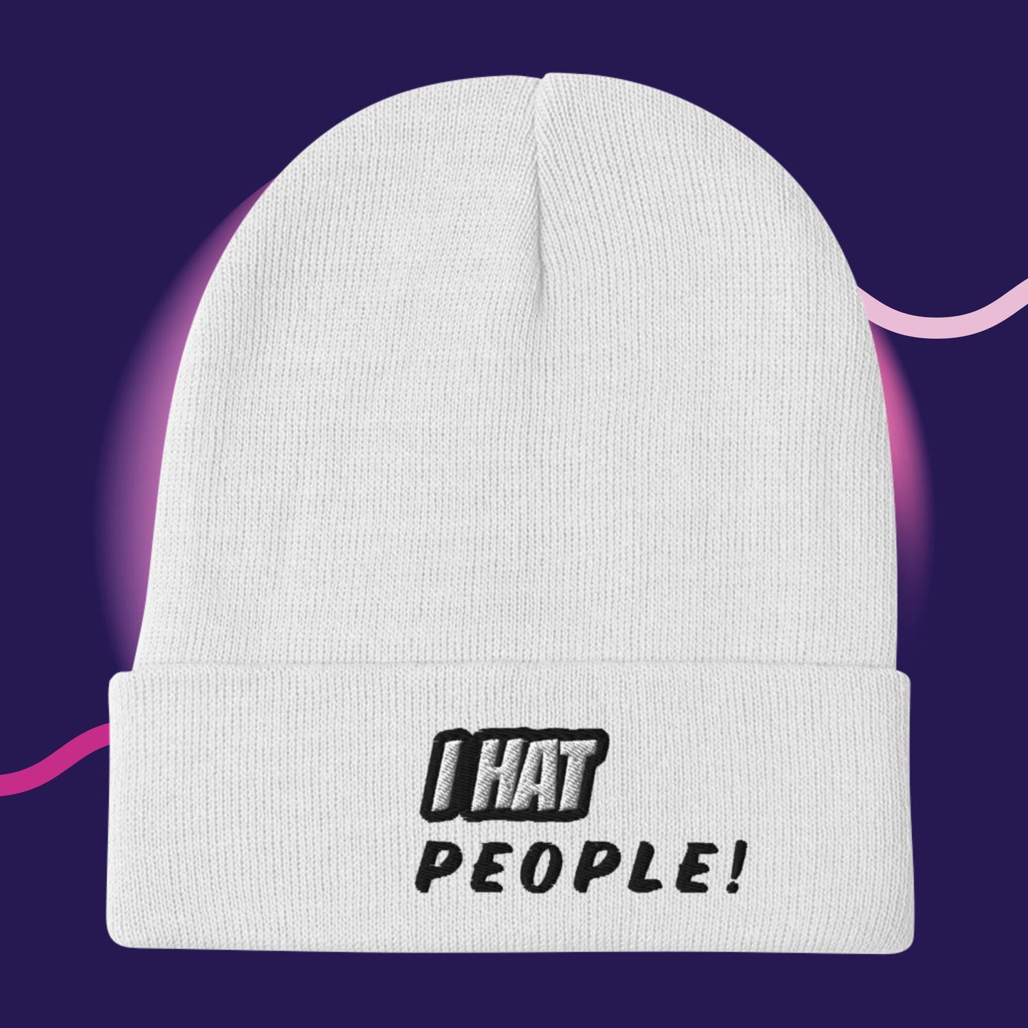 "I HAT PEOPLE" Embroidered Beanie – Cozy Cotton Blend Winter Hat - Premium unisex beanie from Lizard Vigilante - Just $24.44! Shop now at Lizard Vigilante