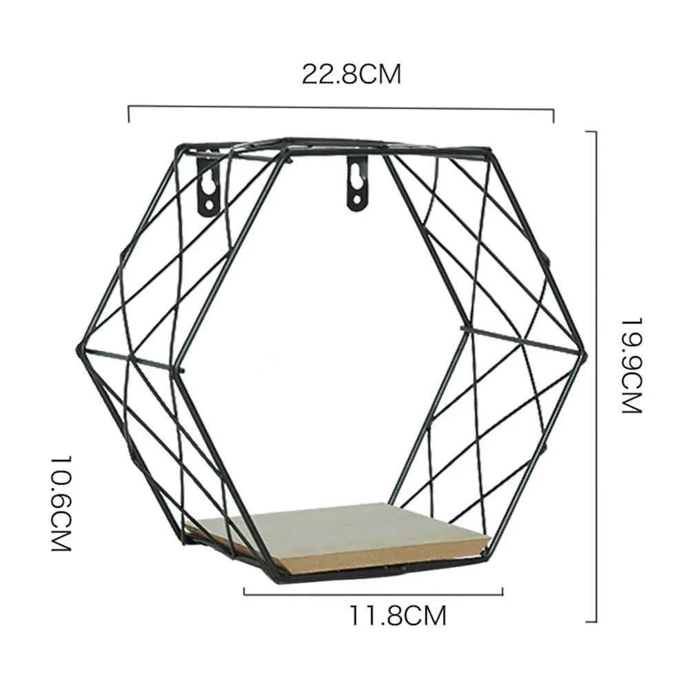 Minimalist Hexagonal Iron Wall Shelf for Decoration