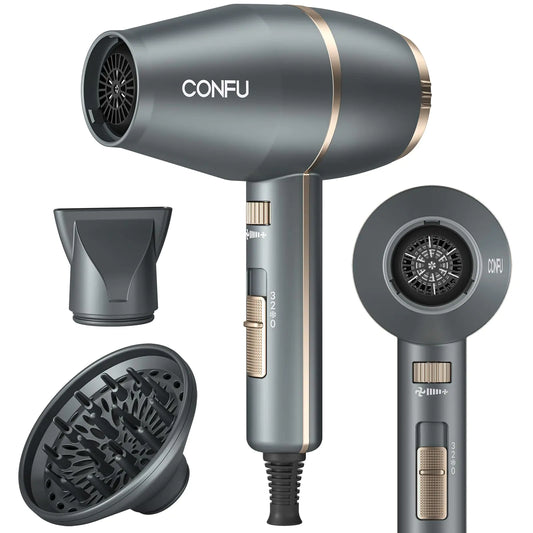 Hairdryer CONFU Hair Dryer with Diffuser Small Hair Dryer 1875 Watt Negative Ionic Hair Dryer Hair Dryers Women and Men Power Hair Dryer Professional Blow Dryer for HOM