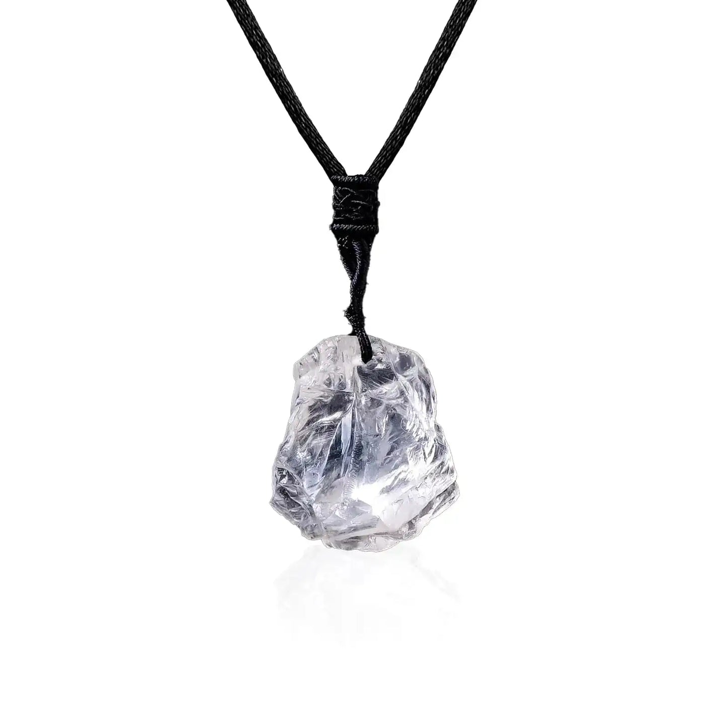 RJINGSHI Natural Clear Quartz Raw Stone Necklace Clear Quartz Jewelry Handmade Necklaces Crystal Necklaces Gemstone Necklace for Men for Women Gifts
