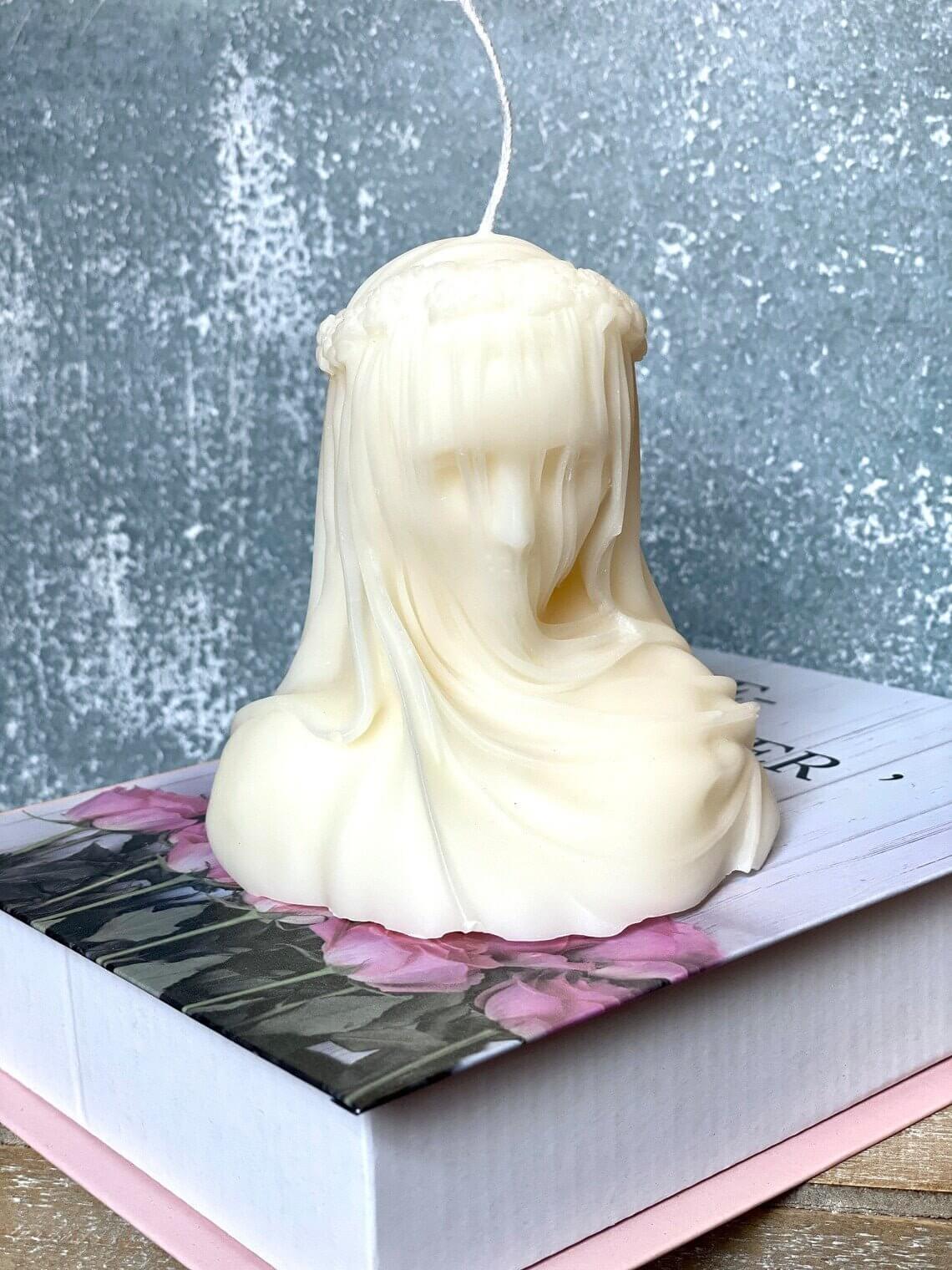 Large Veiled Lady Candle - Elegant Home Decor Piece and Unique Gift Idea