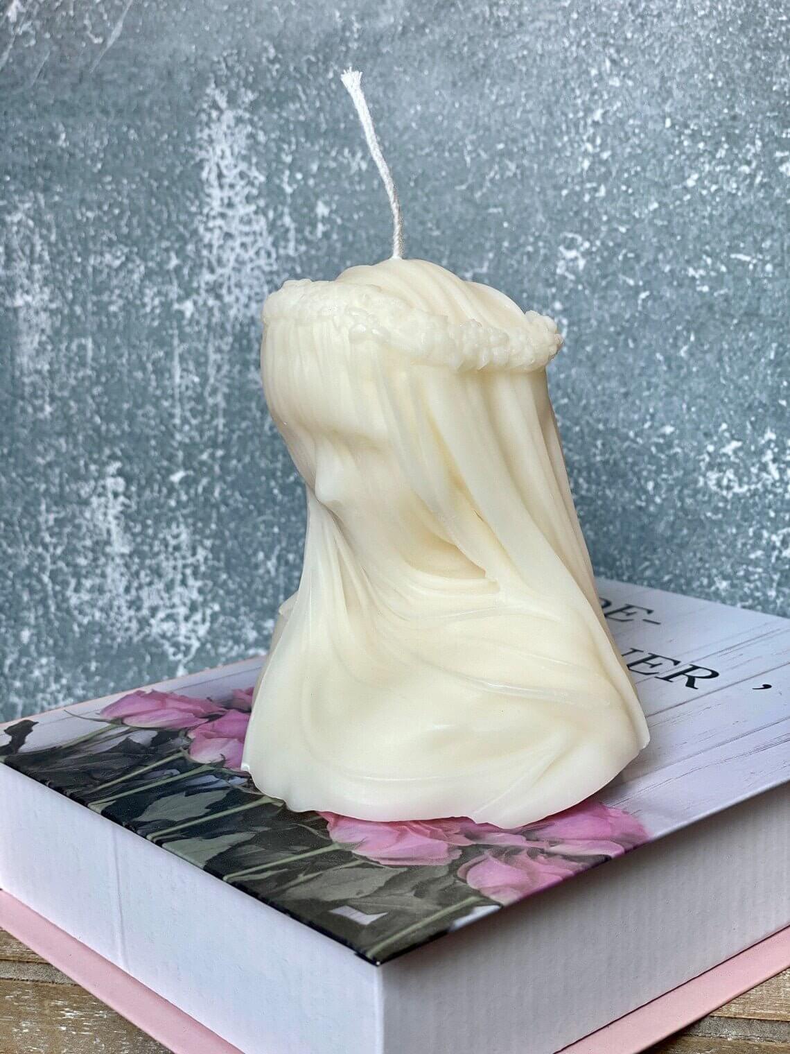 Large Veiled Lady Candle - Elegant Home Decor Piece and Unique Gift Idea