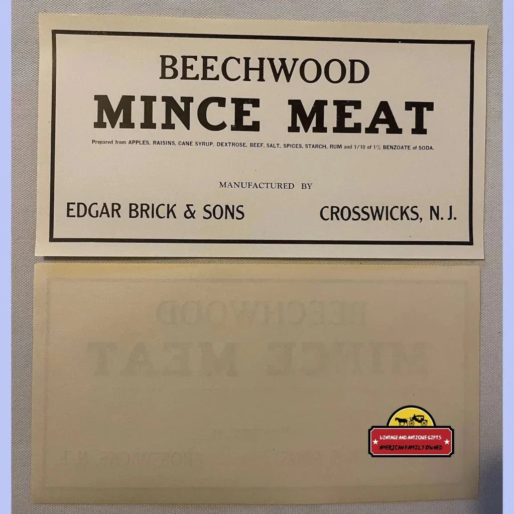Rare Antique Vintage Beechwood Mince Meat Label Brings Nostalgia Home