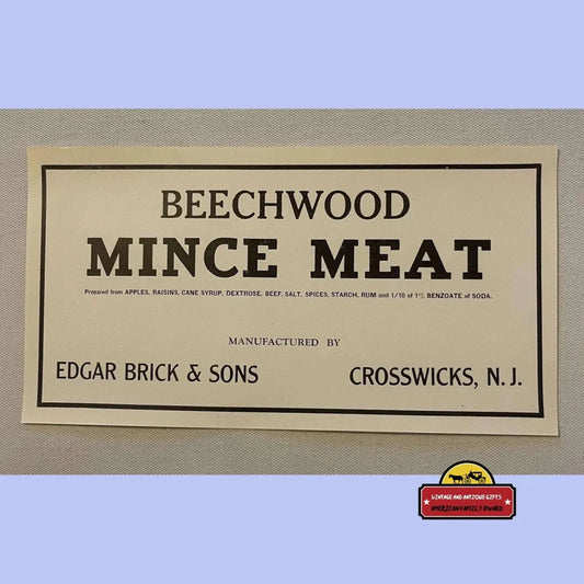 Rare Antique Vintage Beechwood Mince Meat Label Brings Nostalgia Home