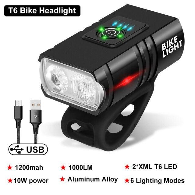 LED Bicycle Light Front USB Rechargeable 1000 Lumen Bike Front Lamp Mountain Bicycle Headlight Adjustable Lightness And Flashlight With Waterproof IPX5 And Large Capacity Battery