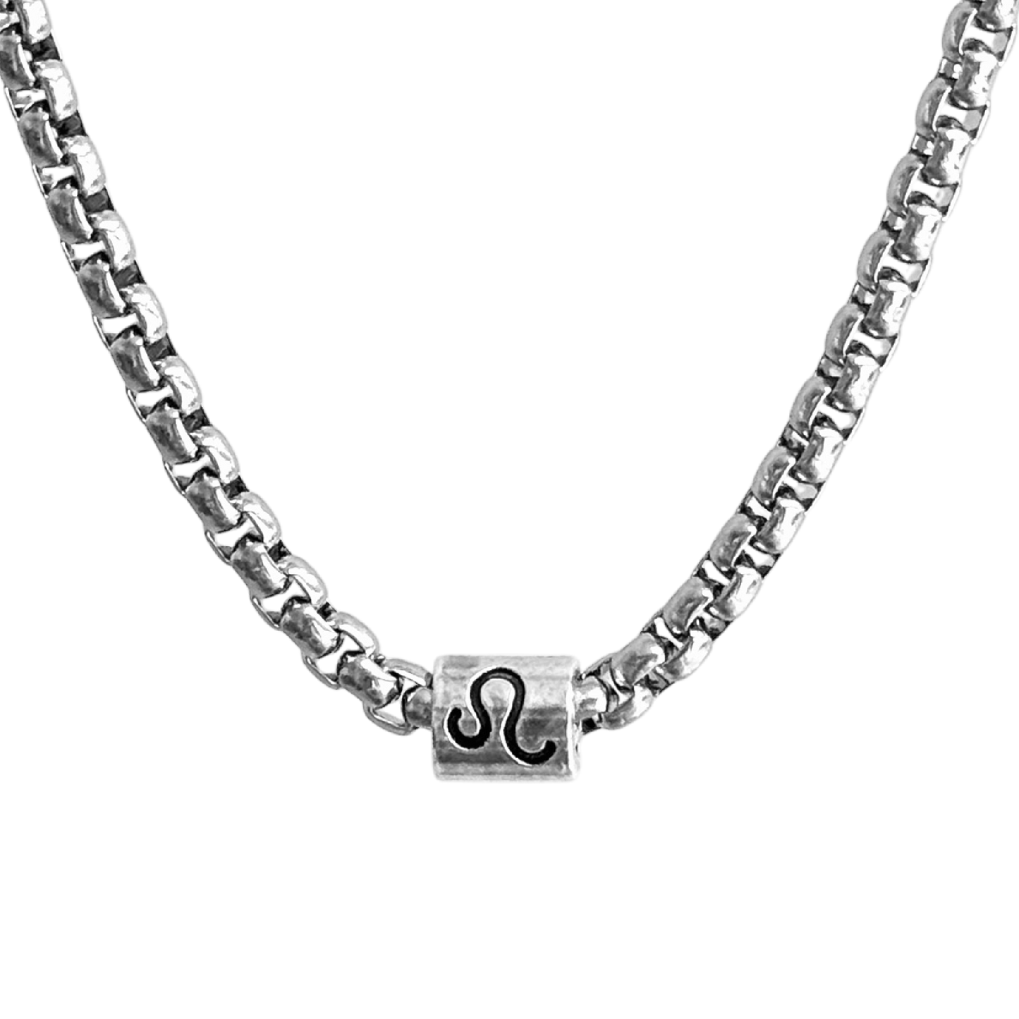 Horoscope stainless steel box chain zodiac necklace for men