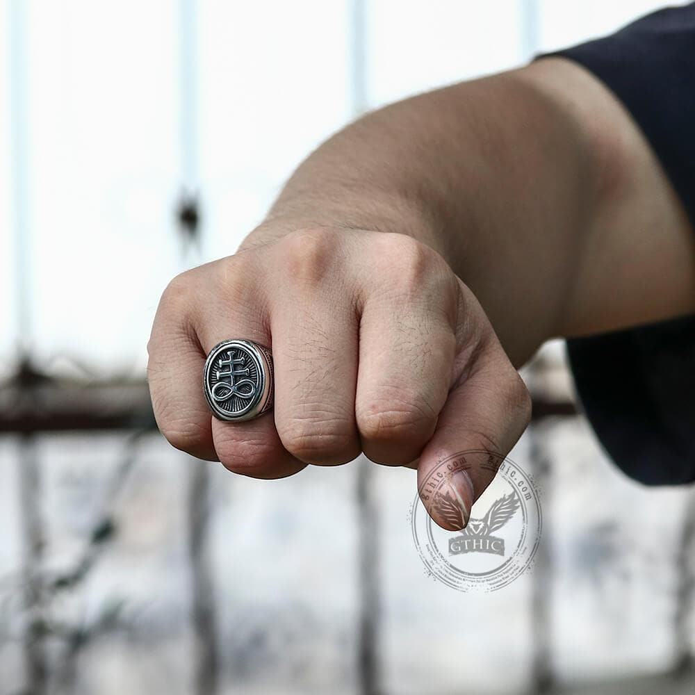 Leviathan Cross Stainless Steel Ring