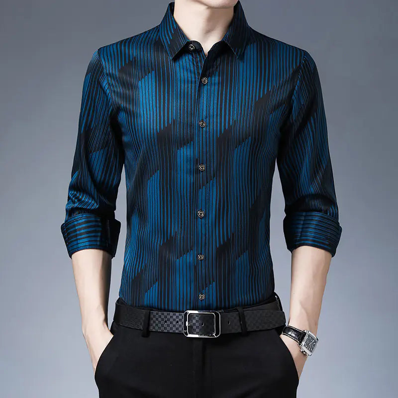 Men's Long Sleeve Thin Shirts for Middle Aged & Elderly