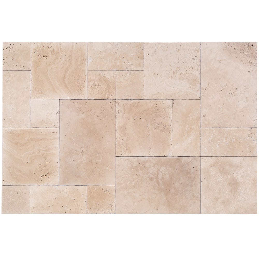 Light Beige Premium Travertine Tiles Antique Pattern Tumbled - Livfloors Collection