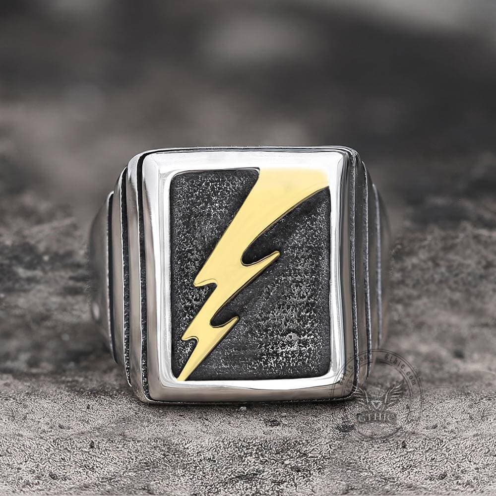 Lightning Bolt Stainless Steel Ring