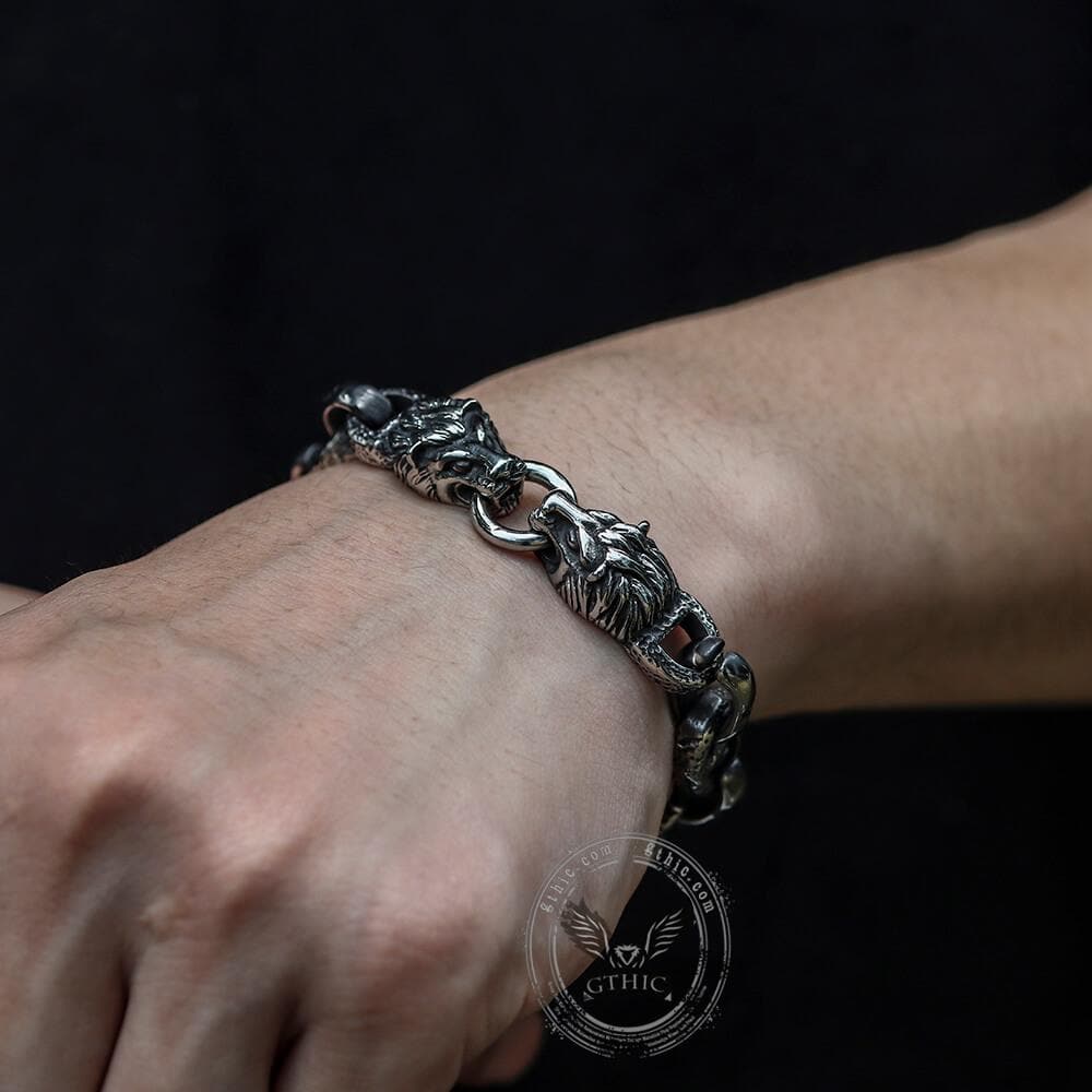 Lion Head Stainless Steel Skull Bracelet