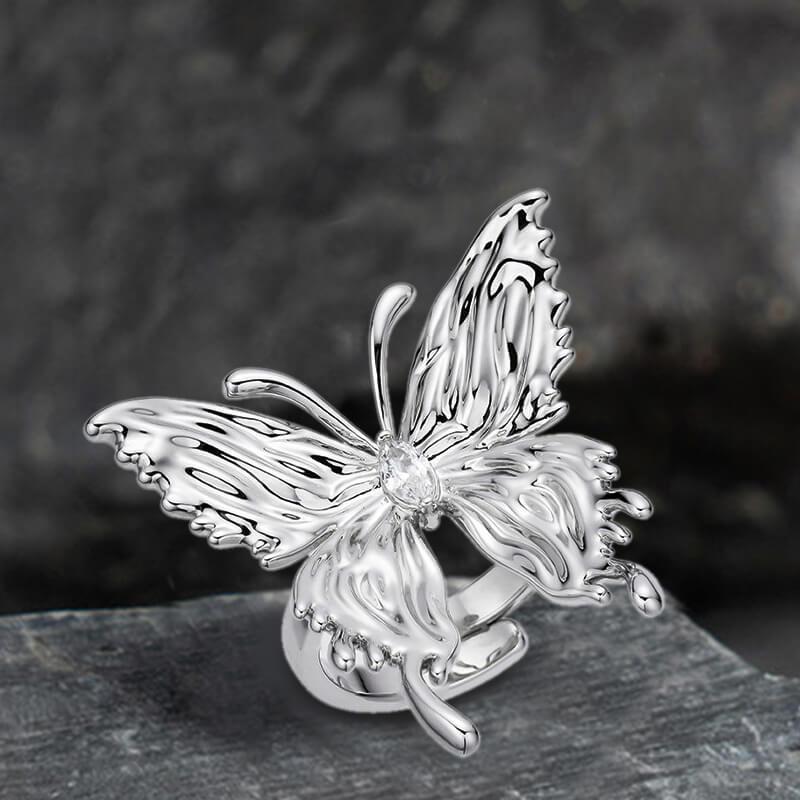 Liquefied Butterfly Copper Open Ring
