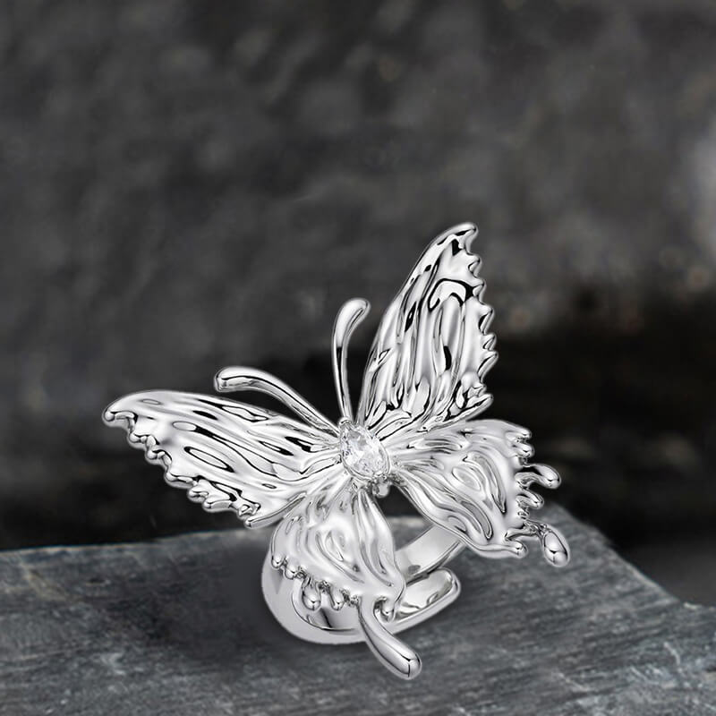 Liquefied Butterfly Copper Open Ring
