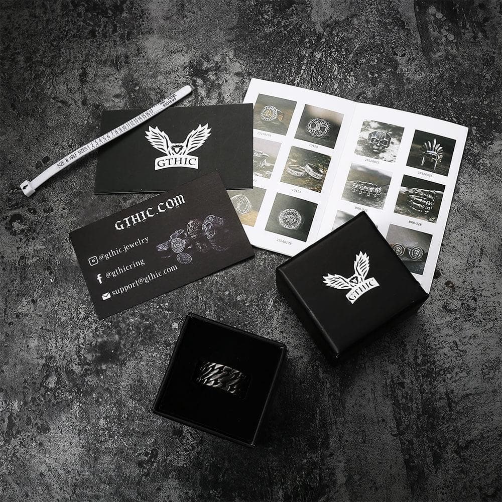 Locomotive Style Chain Stripes Stainless Steel Ring