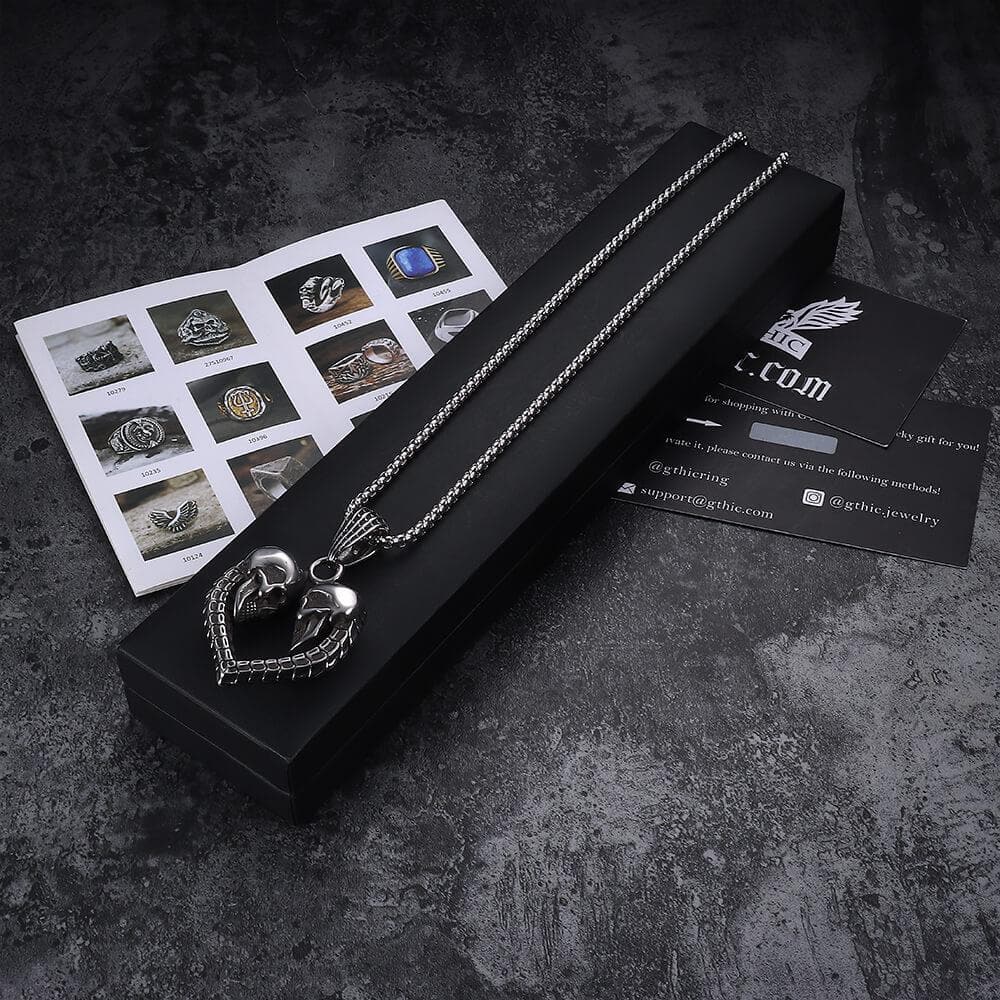 Love You Till Death Stainless Steel Skull Pendant