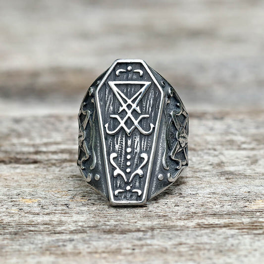 Lucifer Symbol Baphomet Stainless Steel Satan Ring