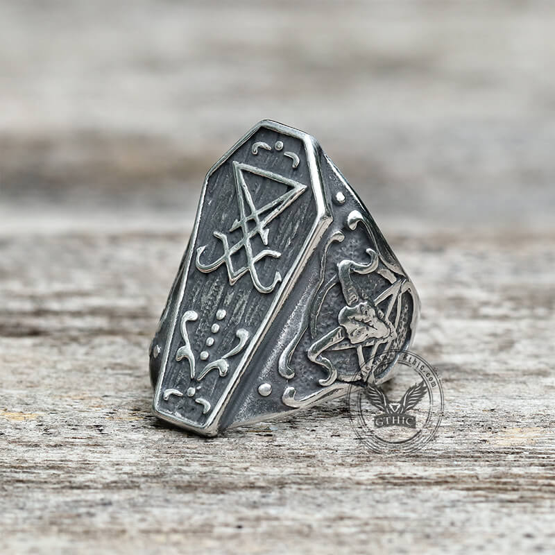 Lucifer Symbol Baphomet Stainless Steel Satan Ring