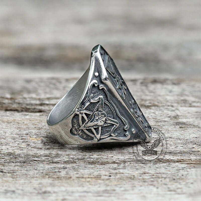 Lucifer Symbol Baphomet Stainless Steel Satan Ring