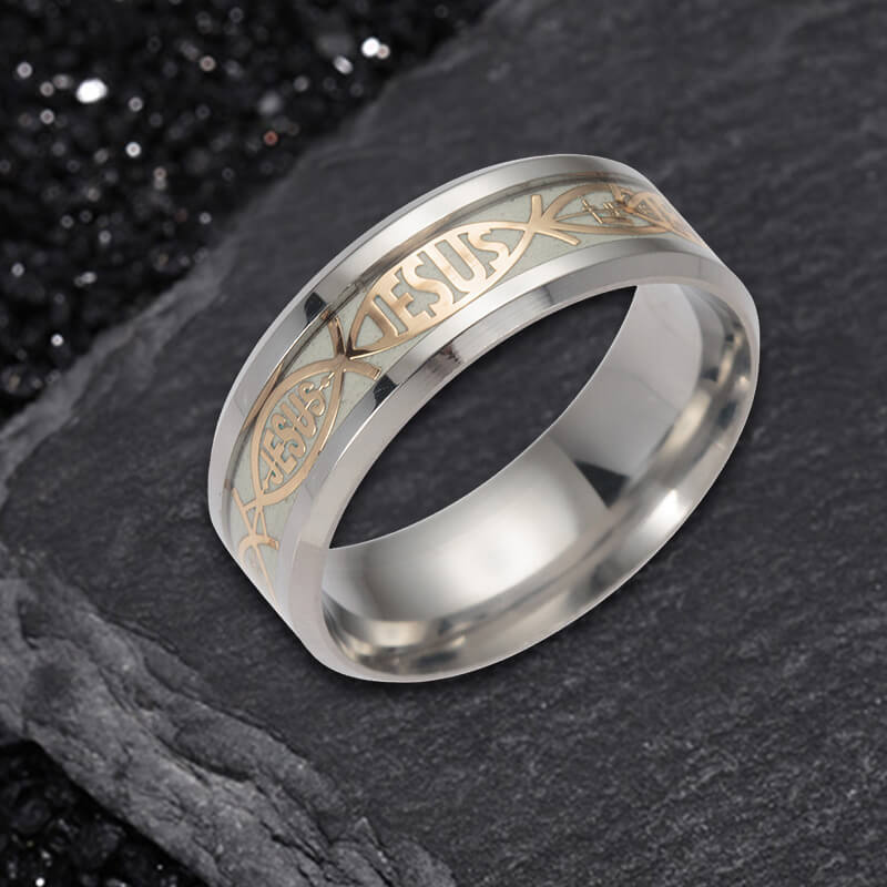 Luminous Jesus Fish Stainless Steel Ring