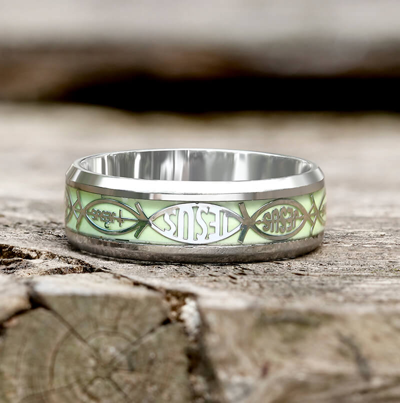 Luminous Jesus Fish Stainless Steel Ring